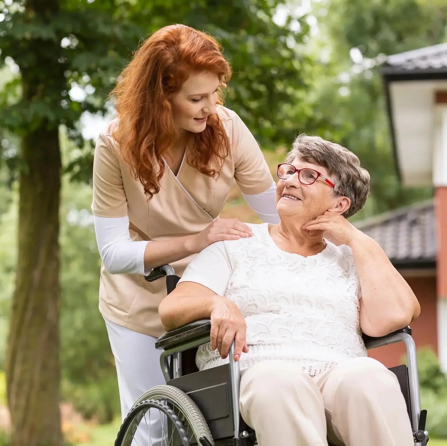 Professional caregiver providing support